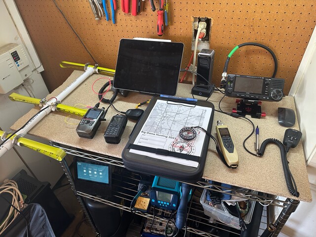 AK6IL shack with yagi ready to go